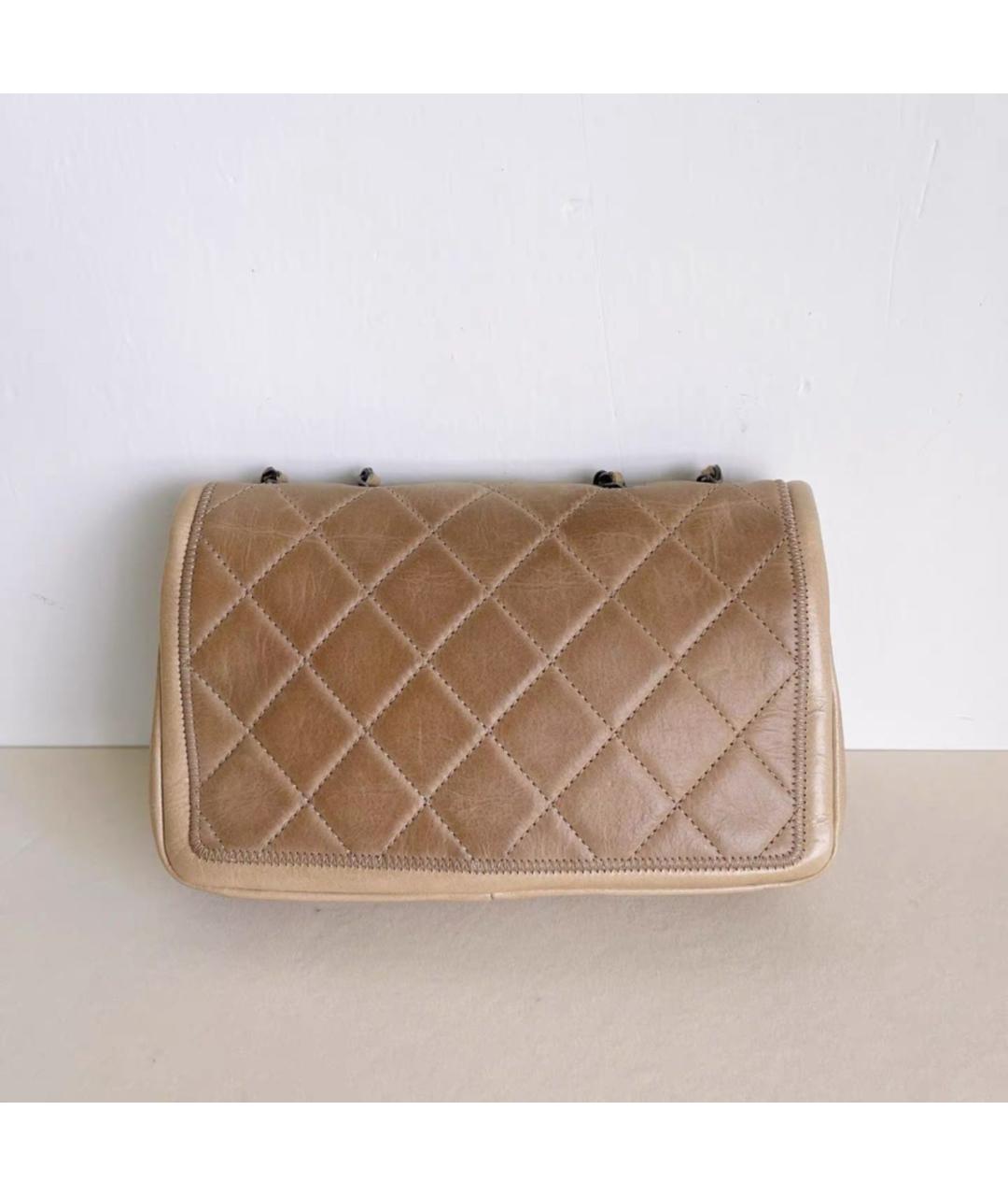CHANEL Бежевая кожаная сумка через плечо, фото 3