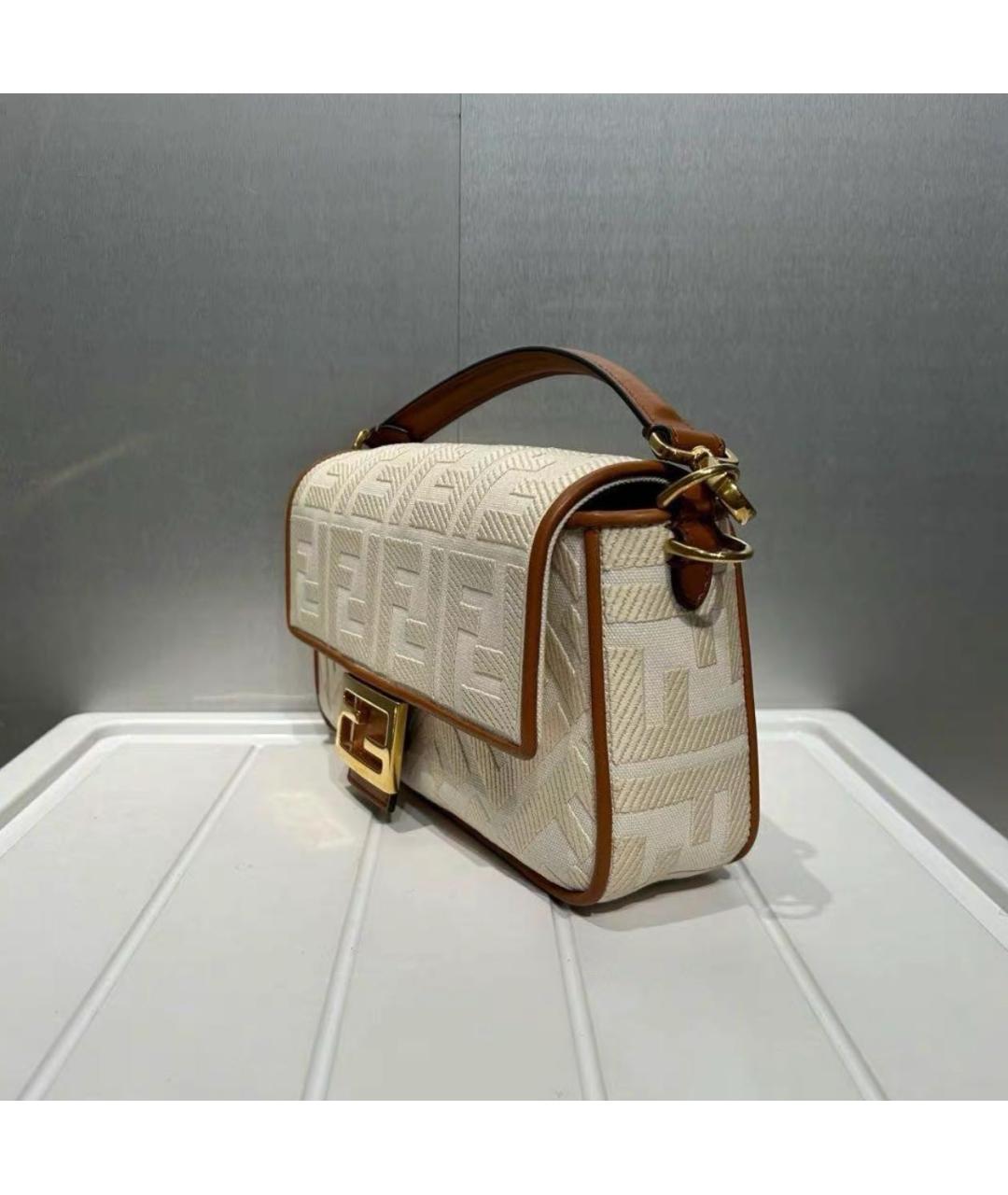 FENDI Бежевая кожаная сумка через плечо, фото 3