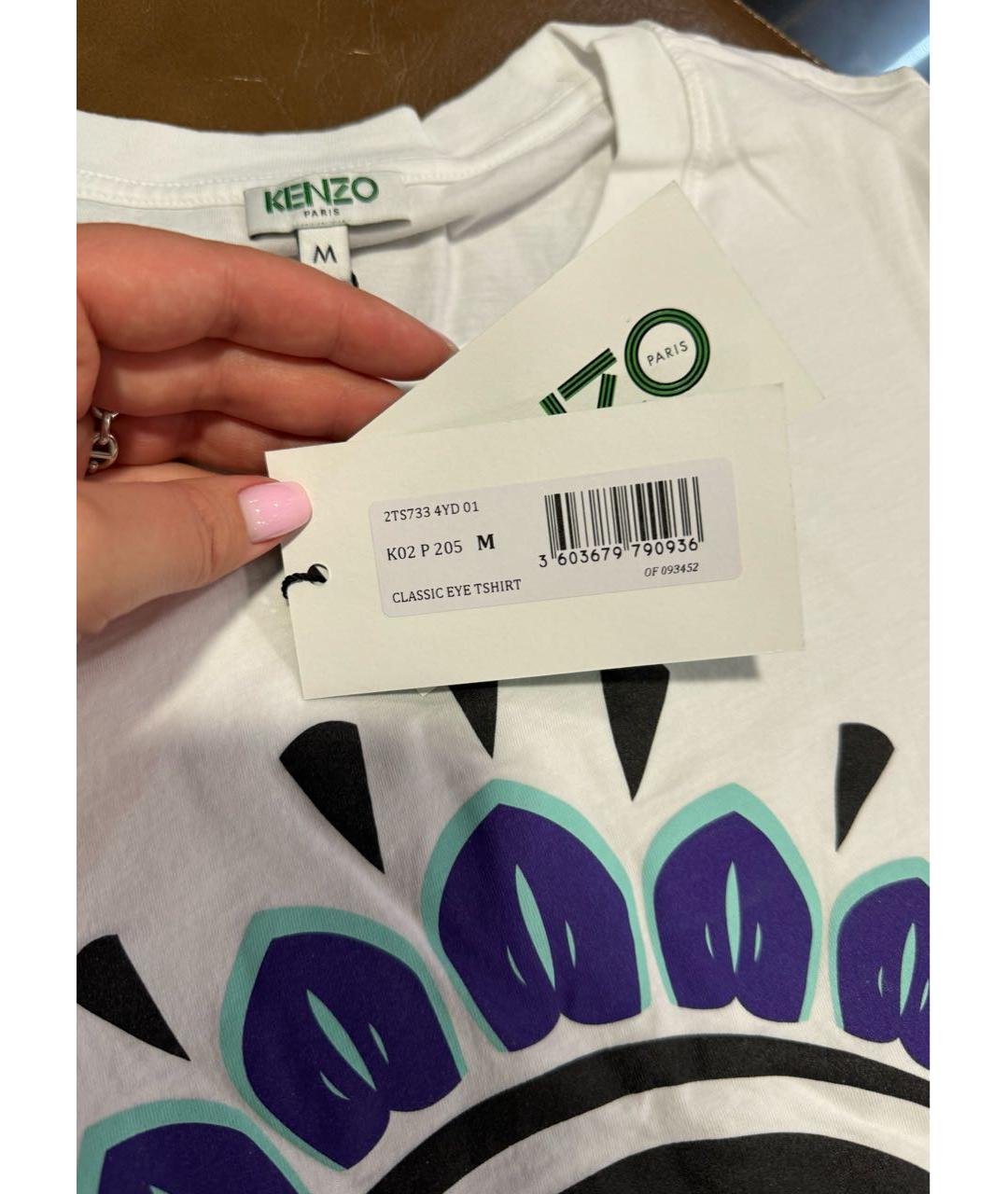KENZO Белая хлопковая футболка, фото 3