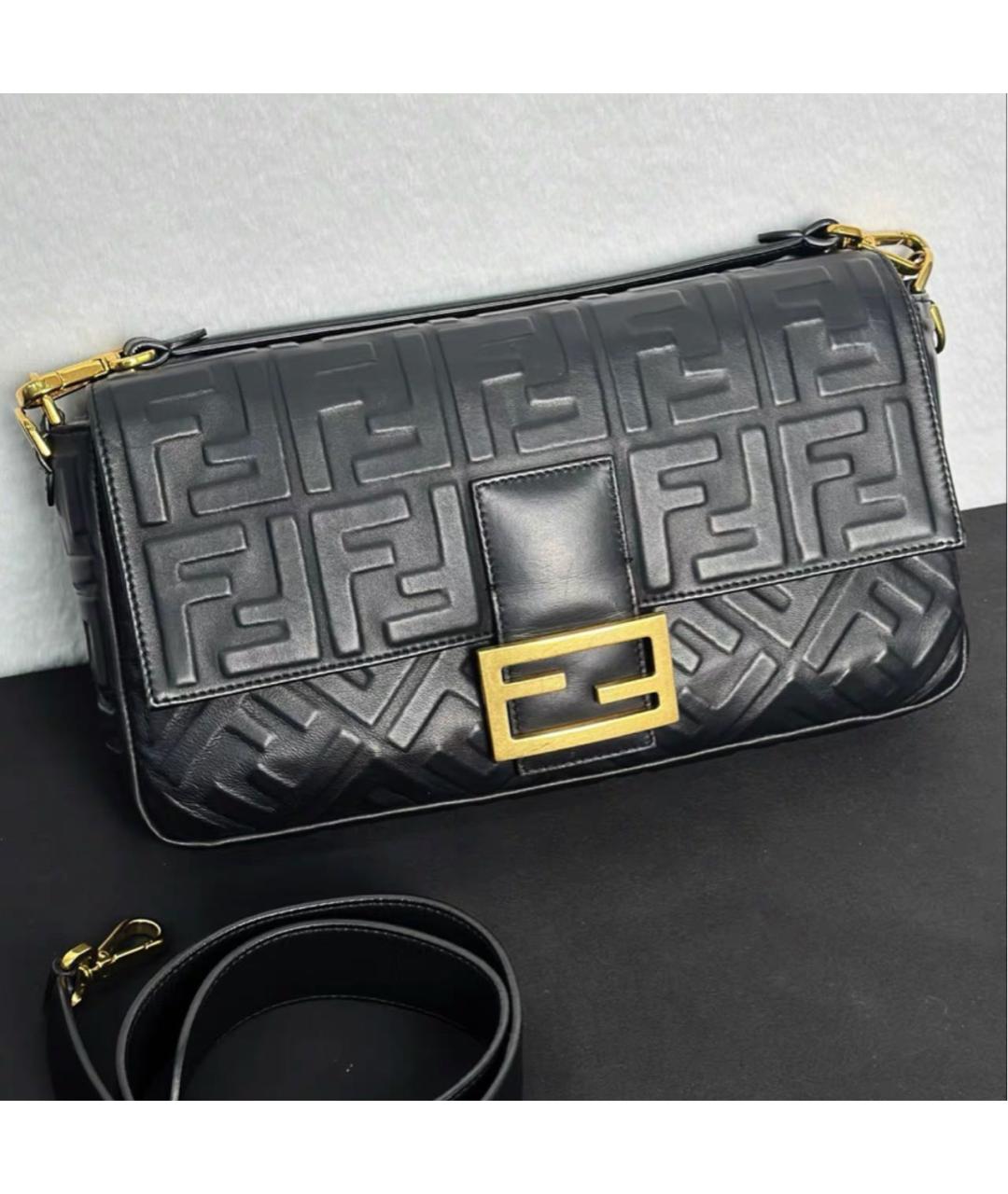 FENDI Черная кожаная сумка через плечо, фото 6