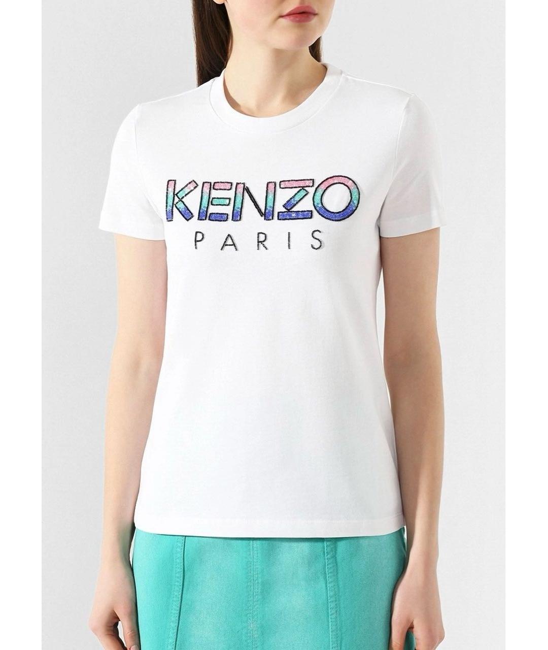 KENZO Белая хлопковая футболка, фото 2