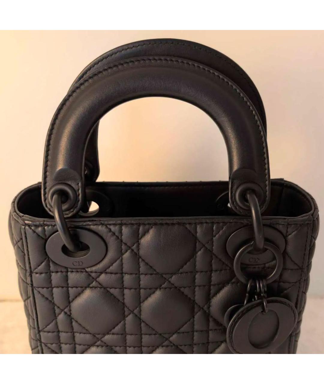 CHRISTIAN DIOR Черная кожаная сумка с короткими ручками, фото 3