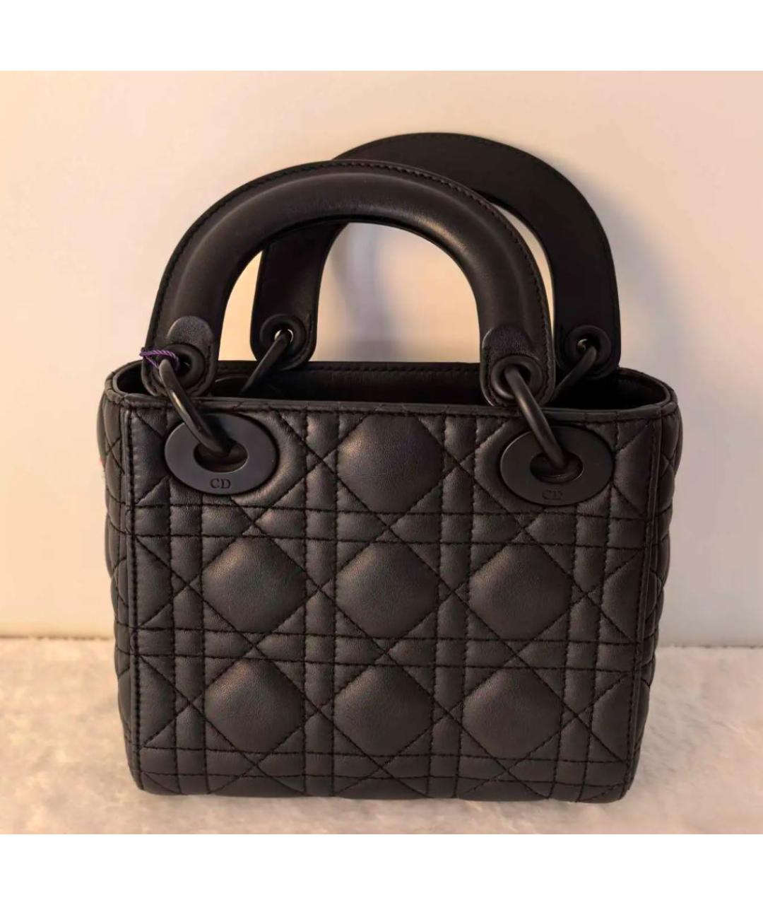 CHRISTIAN DIOR Черная кожаная сумка с короткими ручками, фото 4