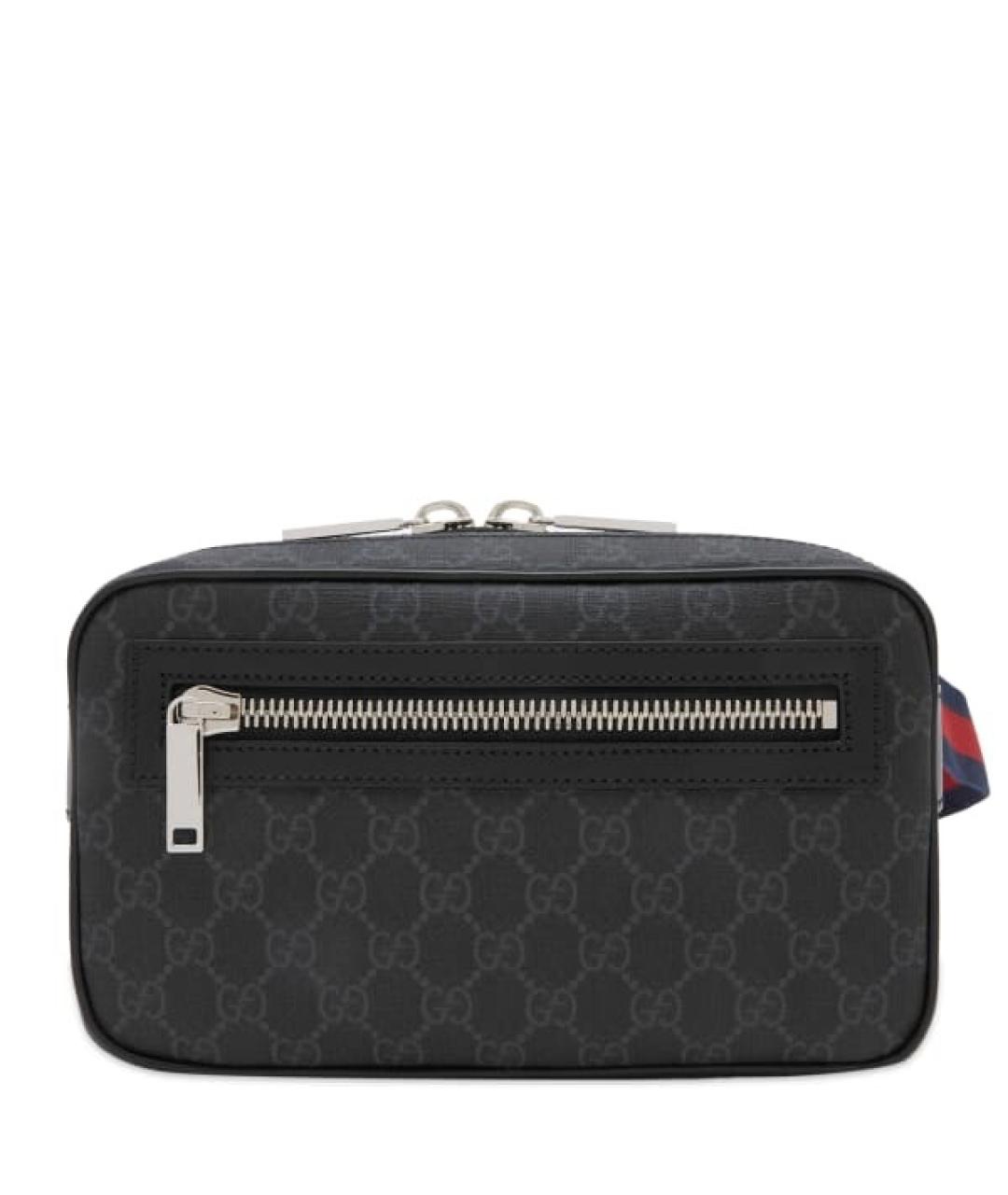 GUCCI Черная кожаная поясная сумка, фото 1