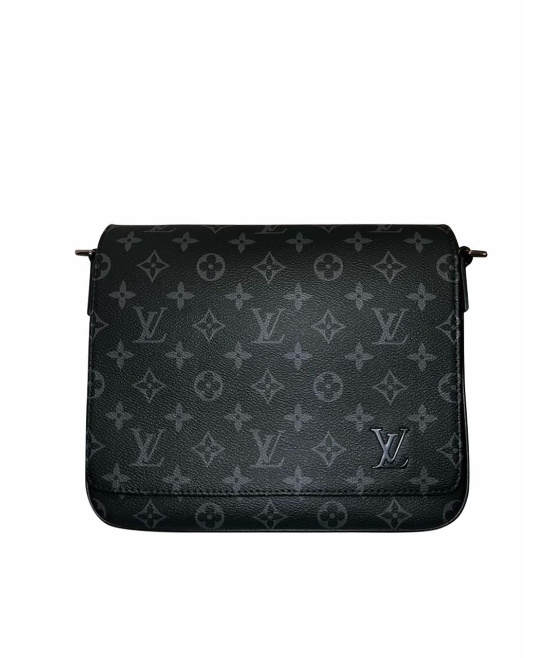 LOUIS VUITTON Антрацитовая кожаная сумка на плечо, фото 1