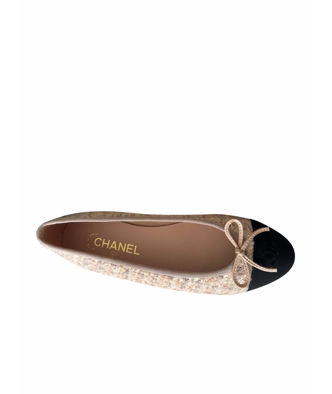 CHANEL Розовые текстильные балетки, фото 1