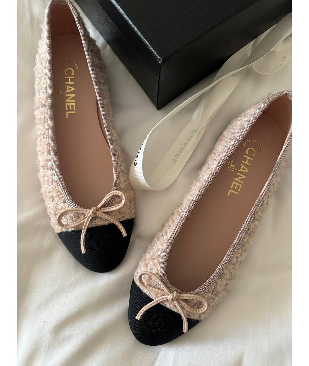 CHANEL Розовые текстильные балетки, фото 3
