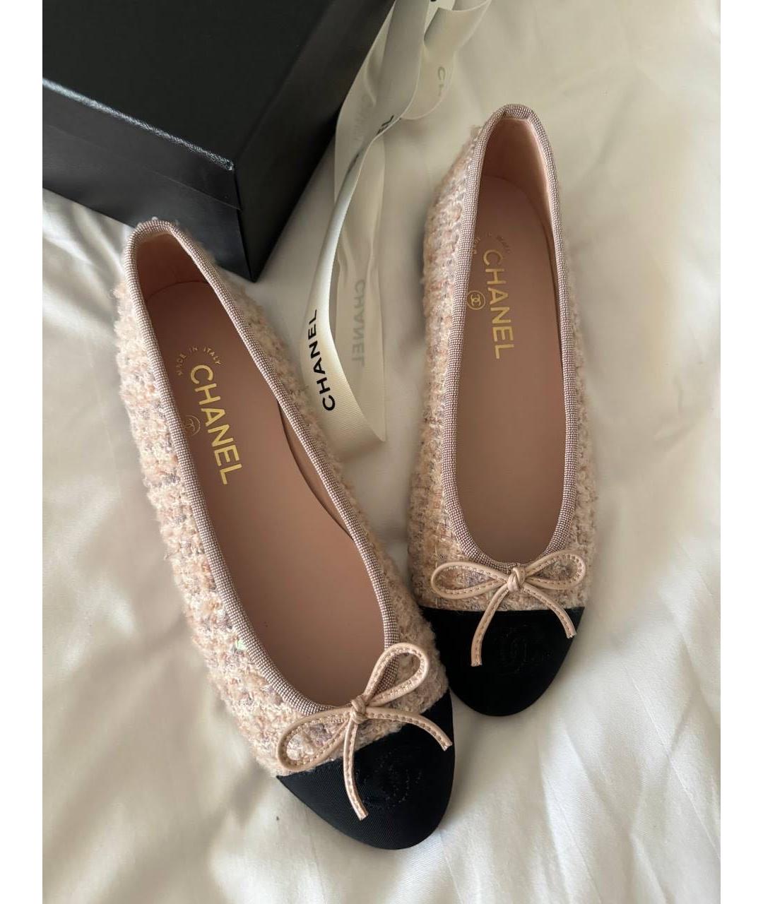 CHANEL Розовые текстильные балетки, фото 4