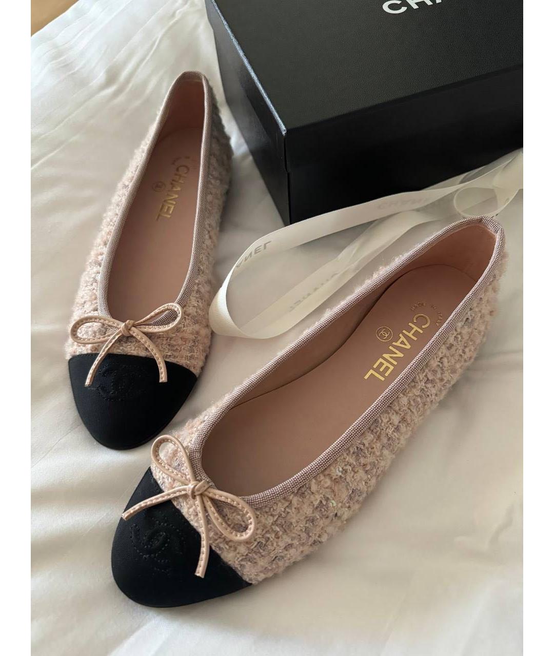 CHANEL Розовые текстильные балетки, фото 2