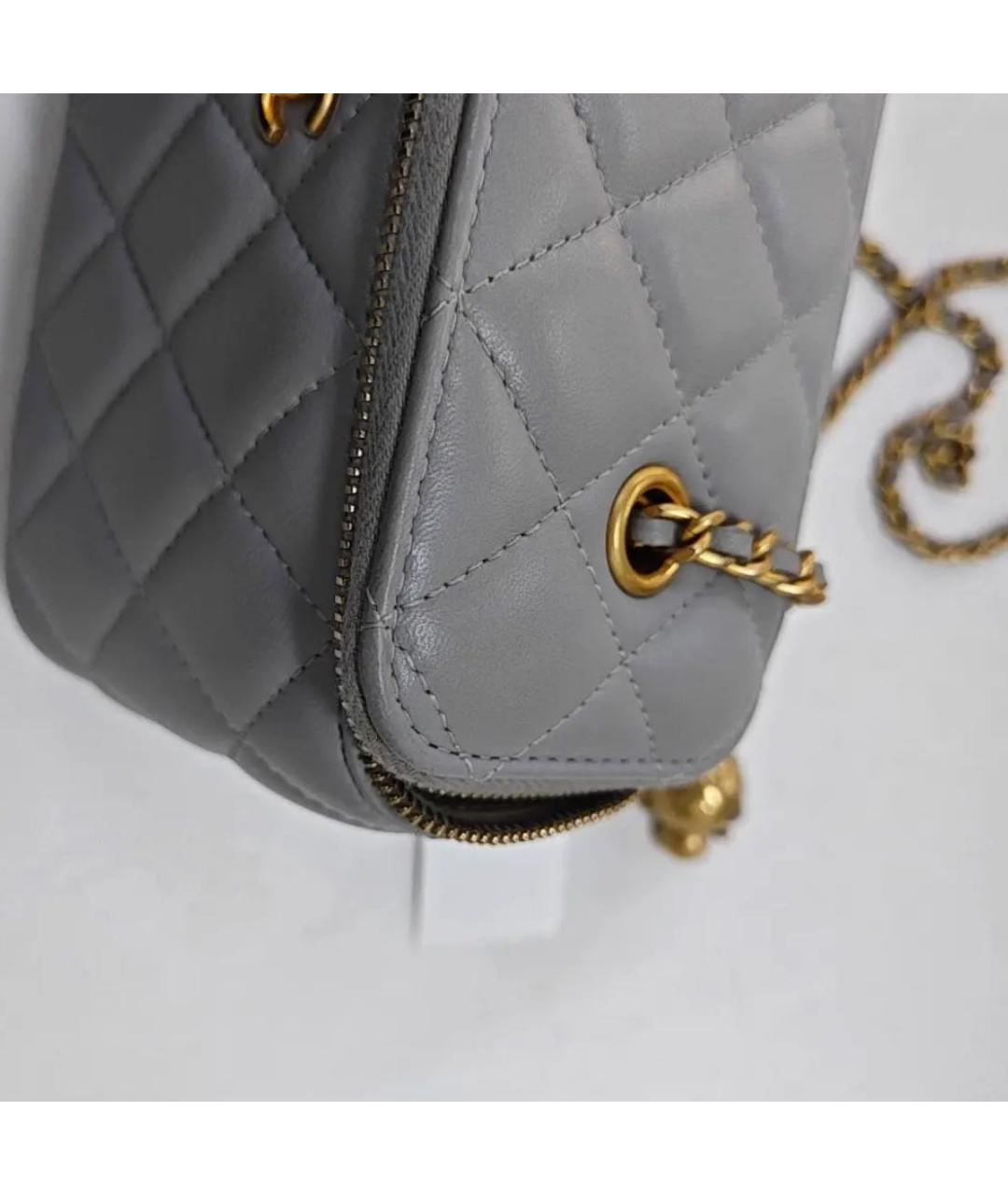 CHANEL Серая кожаная сумка через плечо, фото 6
