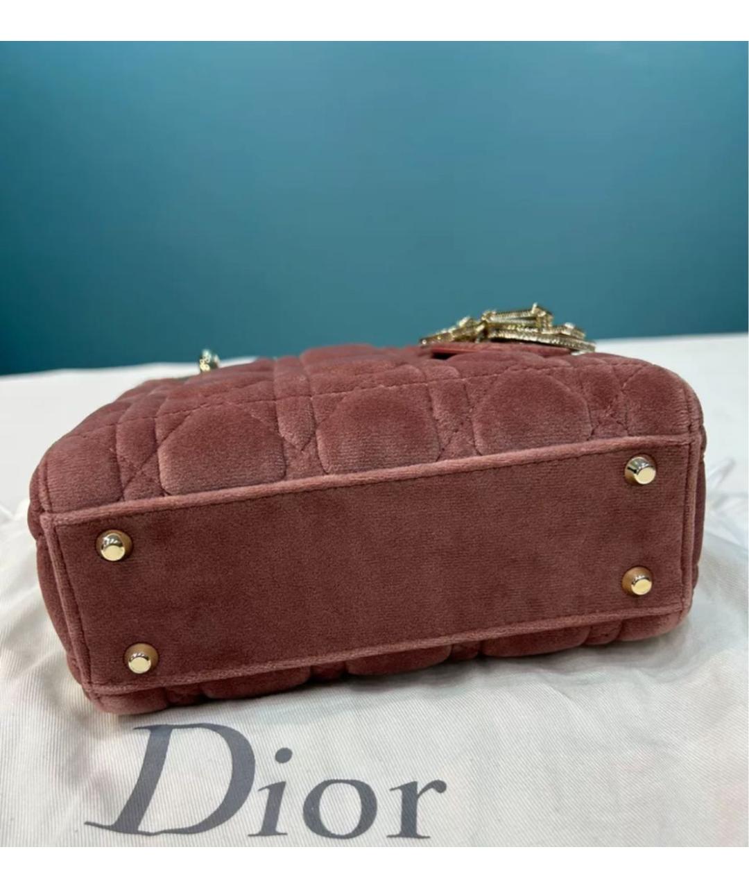 CHRISTIAN DIOR Розовая замшевая сумка с короткими ручками, фото 4