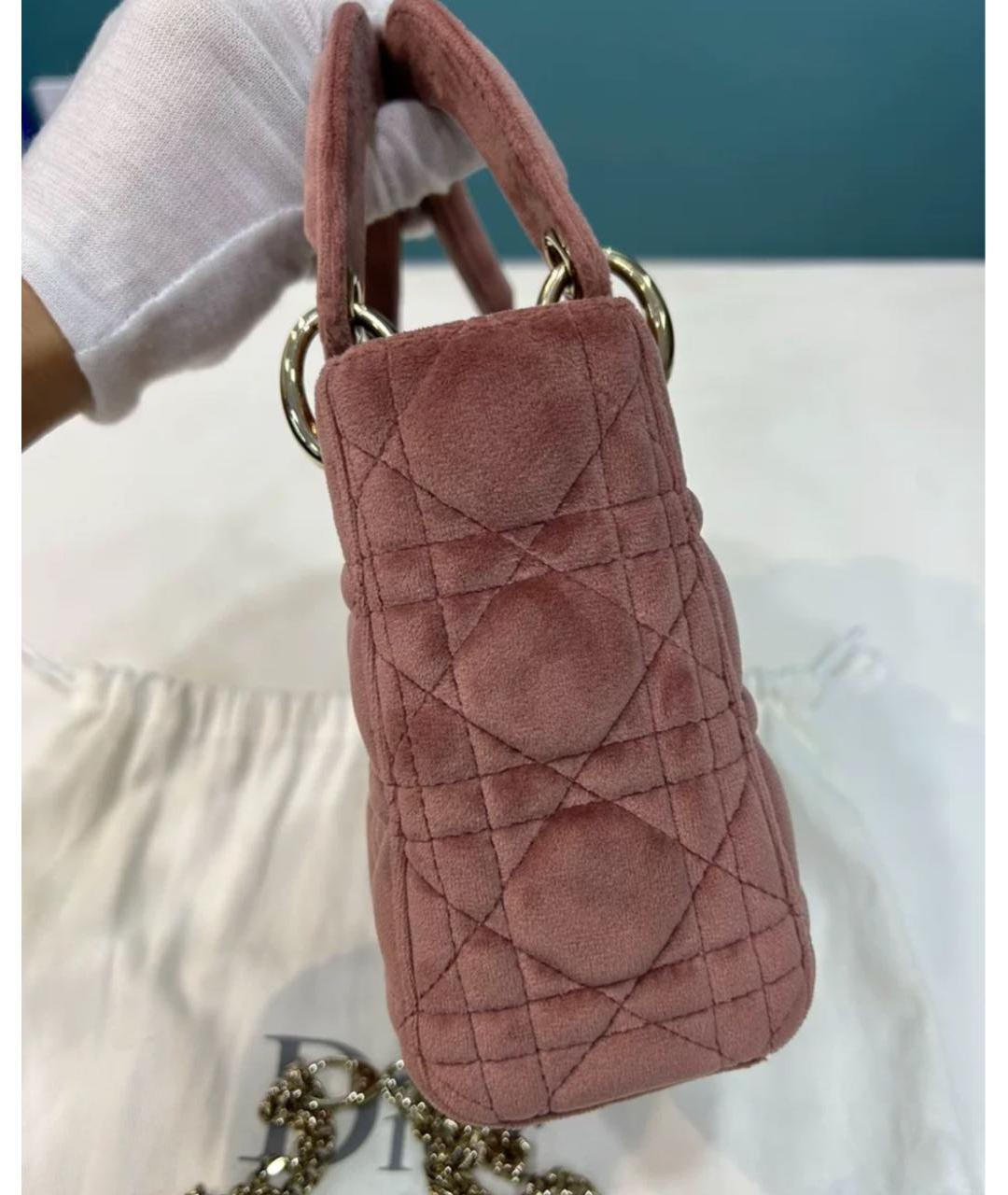 CHRISTIAN DIOR Розовая замшевая сумка с короткими ручками, фото 3