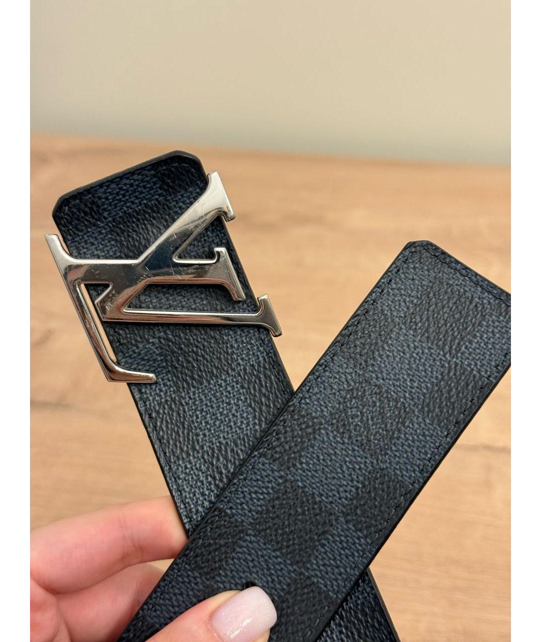 LOUIS VUITTON Черный кожаный ремень, фото 3