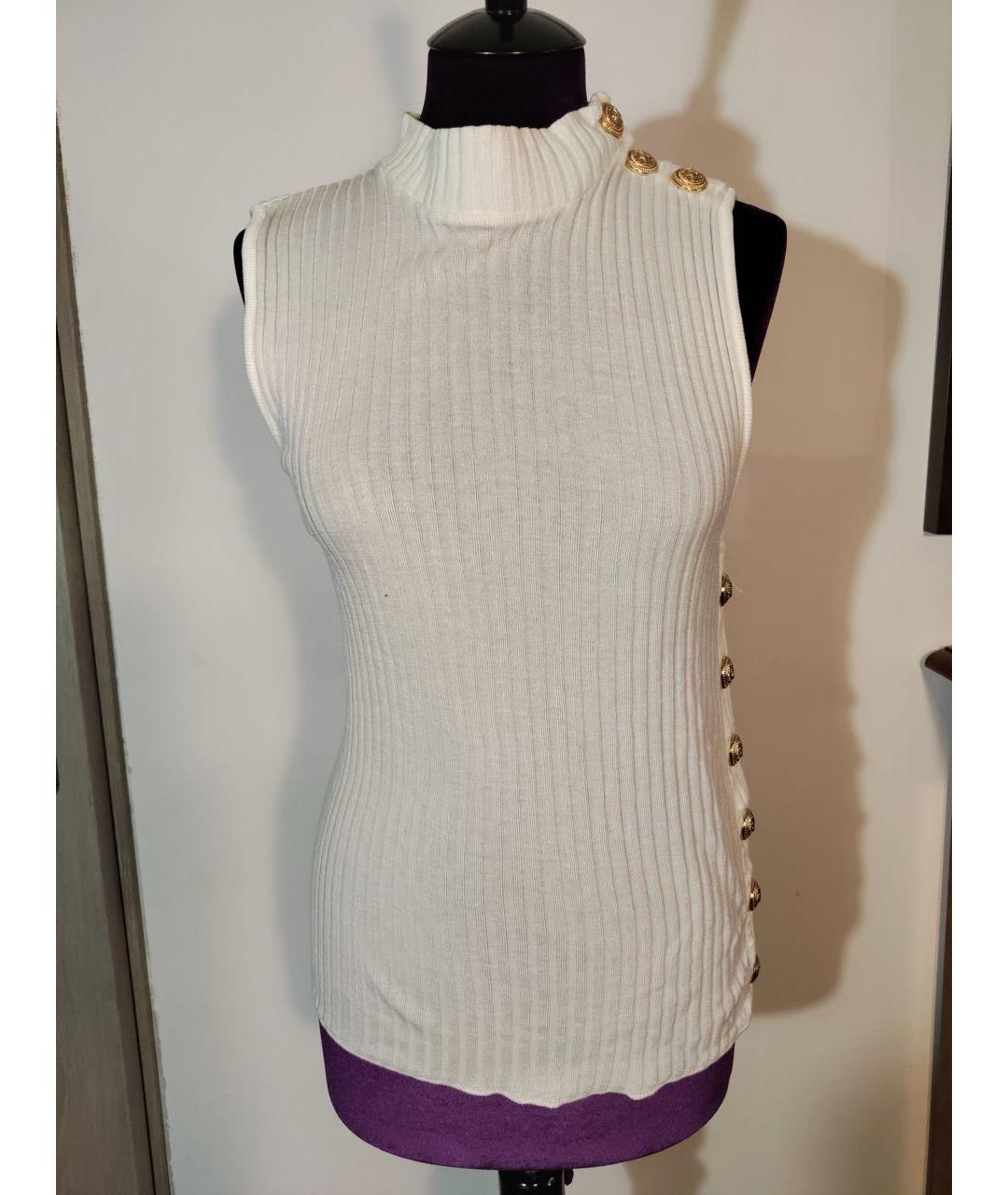 BALMAIN Белая хлопковая майка, фото 8