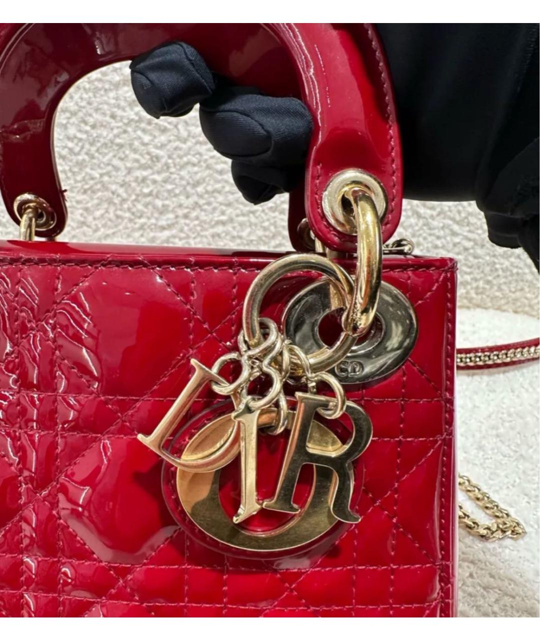 CHRISTIAN DIOR Красная сумка с короткими ручками из лакированной кожи, фото 6