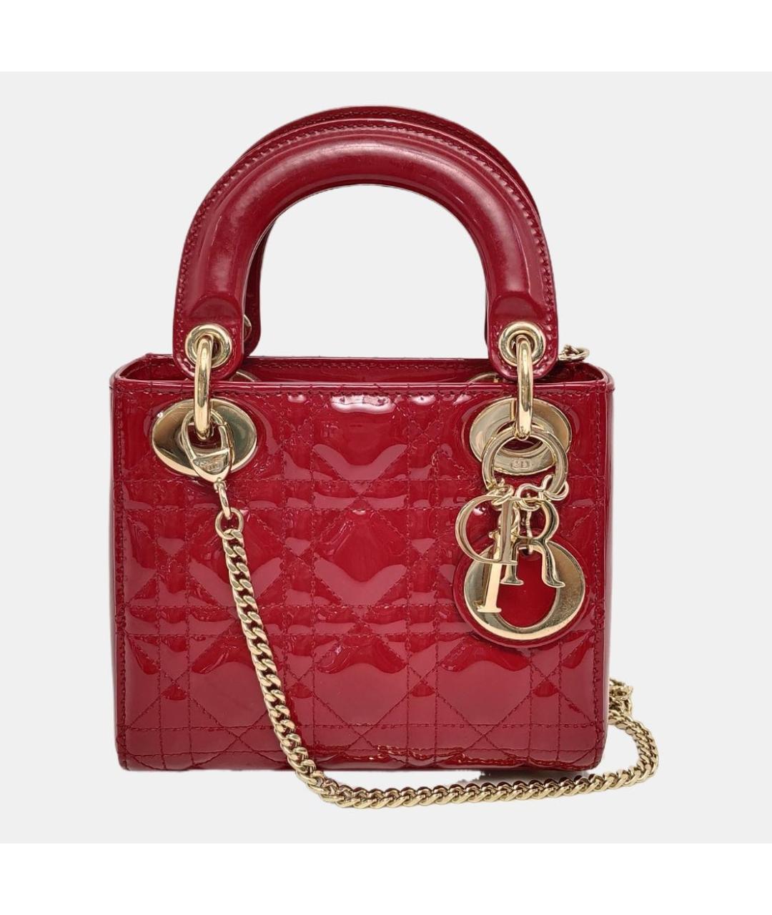 CHRISTIAN DIOR Красная сумка с короткими ручками из лакированной кожи, фото 9