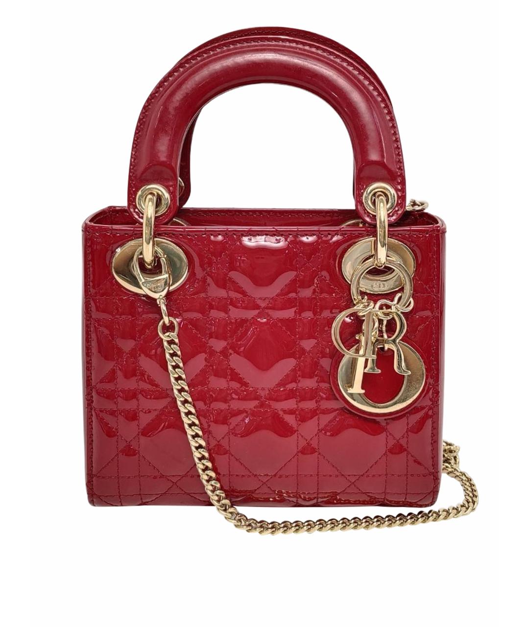 CHRISTIAN DIOR Красная сумка с короткими ручками из лакированной кожи, фото 1