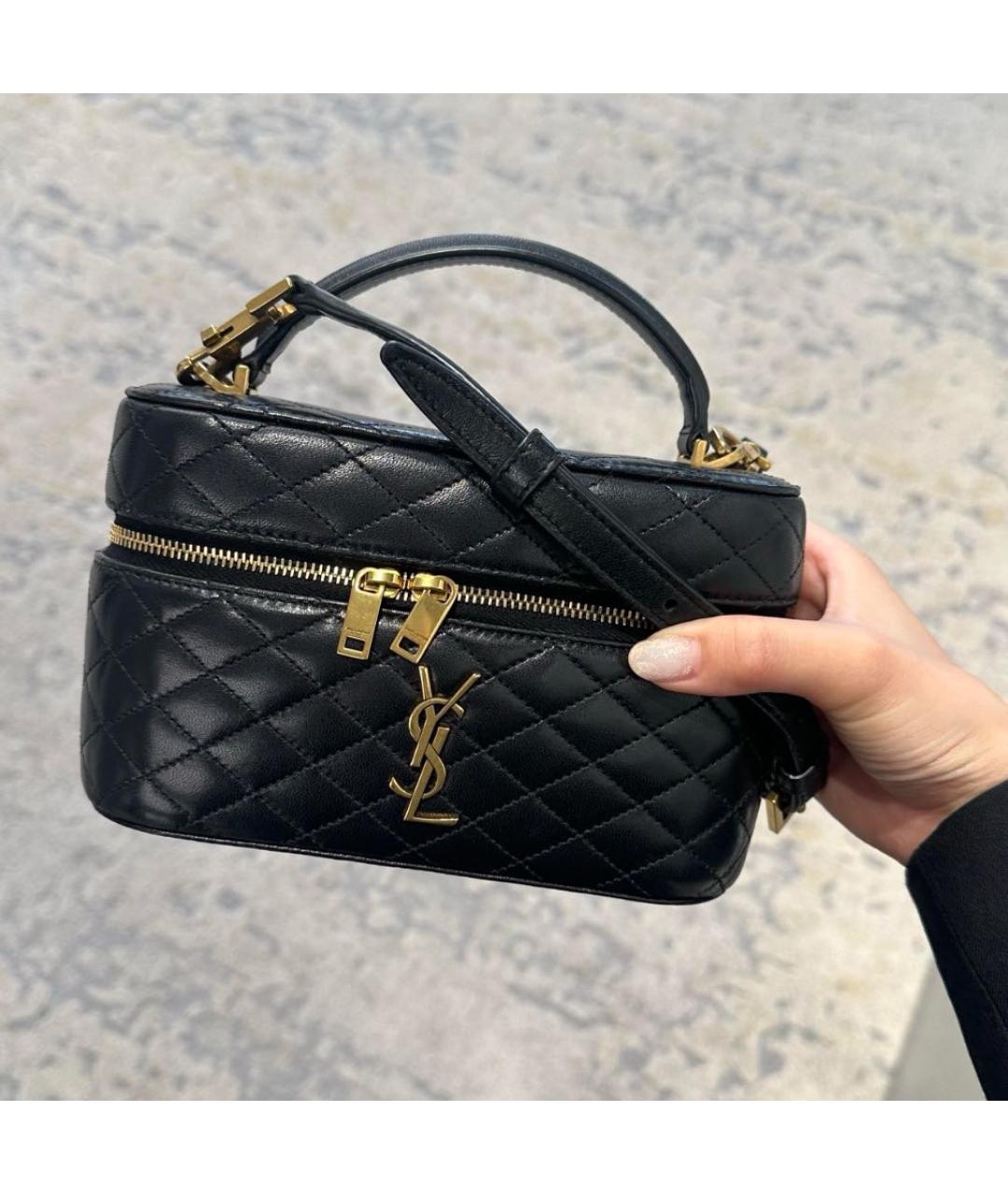 SAINT LAURENT Черная кожаная сумка через плечо, фото 6