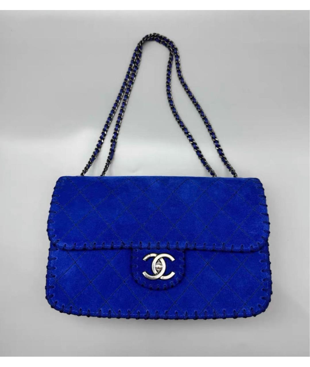 CHANEL Синяя замшевая сумка через плечо, фото 2