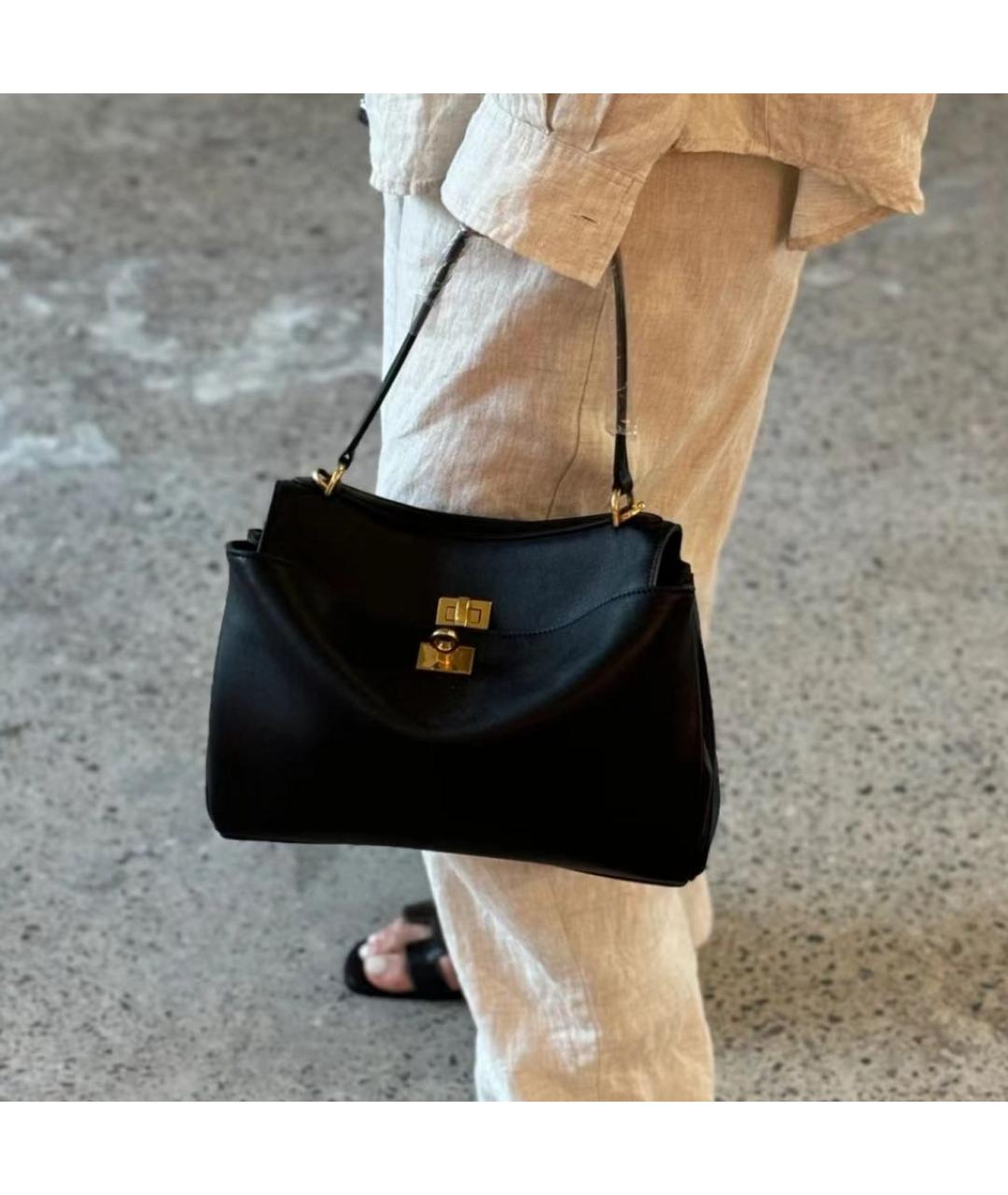 BALENCIAGA Черная кожаная сумка с короткими ручками, фото 6
