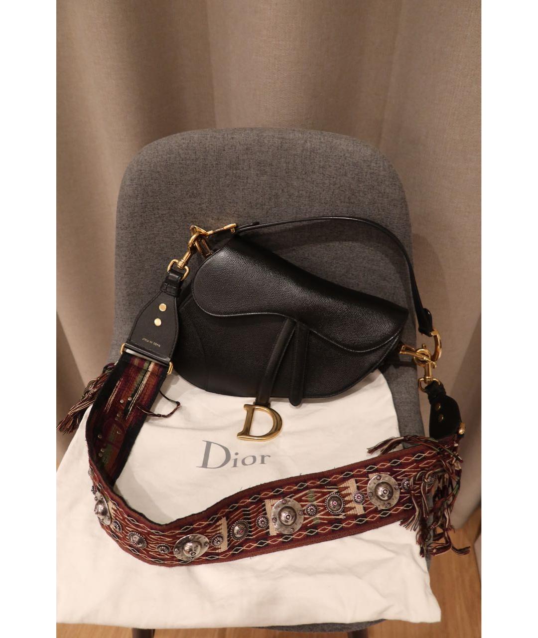 CHRISTIAN DIOR Черная кожаная сумка с короткими ручками, фото 3
