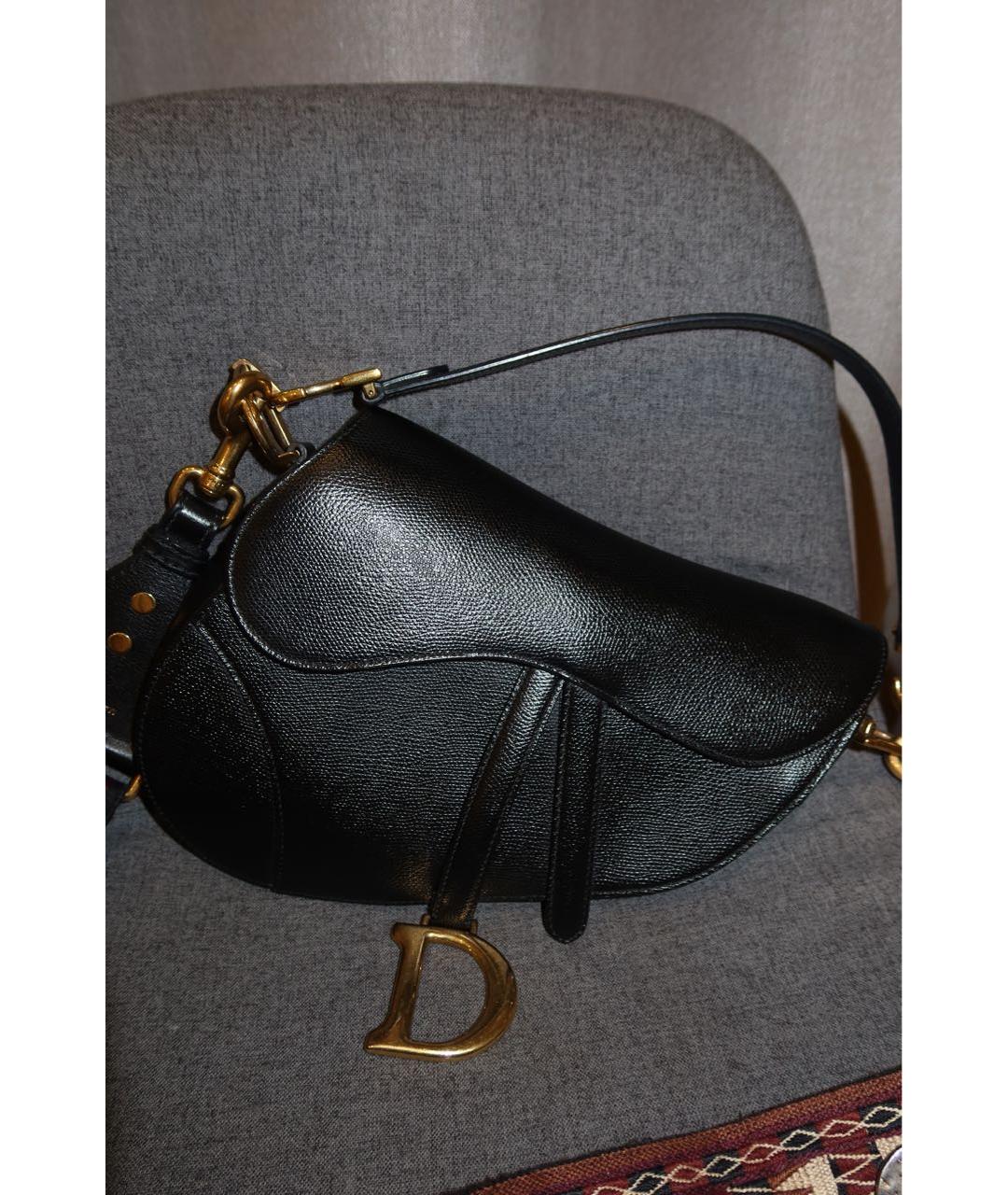 CHRISTIAN DIOR Черная кожаная сумка с короткими ручками, фото 2