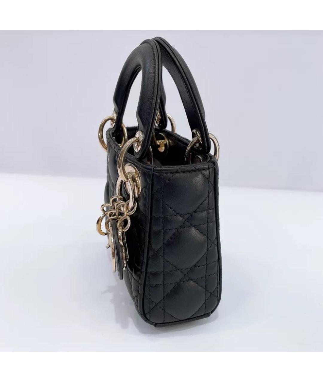 CHRISTIAN DIOR Черная кожаная сумка с короткими ручками, фото 6
