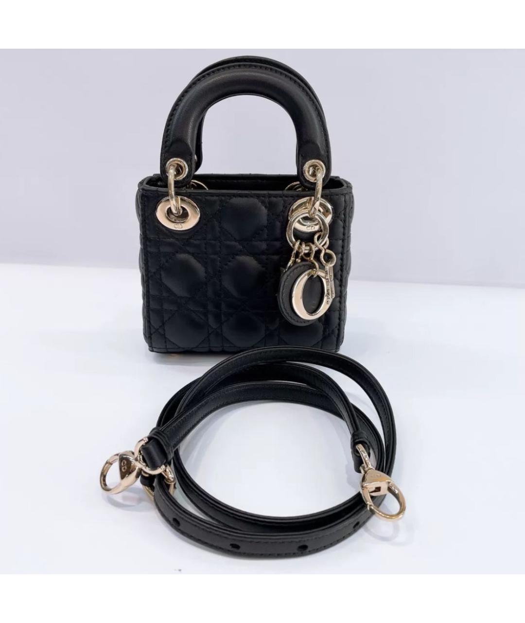 CHRISTIAN DIOR Черная кожаная сумка с короткими ручками, фото 2
