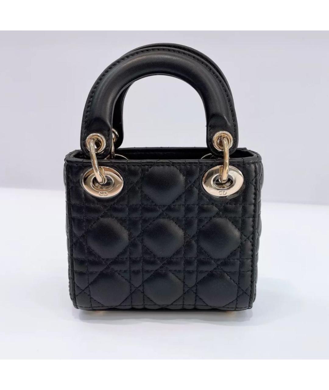CHRISTIAN DIOR Черная кожаная сумка с короткими ручками, фото 4