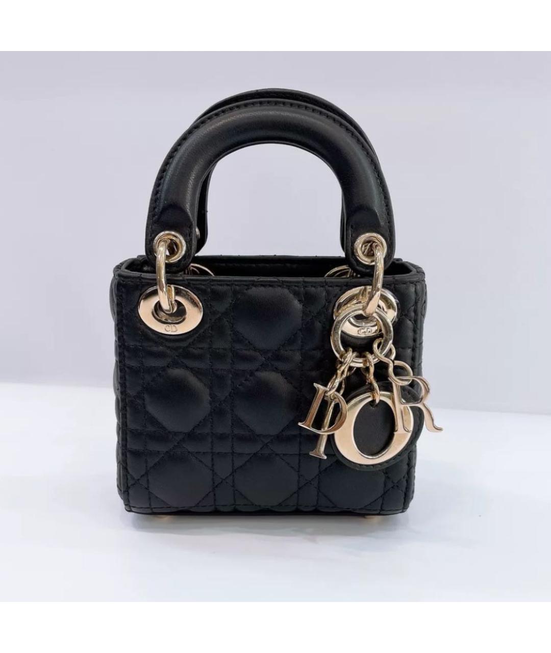 CHRISTIAN DIOR Черная кожаная сумка с короткими ручками, фото 3