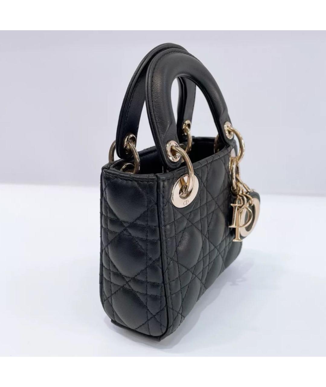 CHRISTIAN DIOR Черная кожаная сумка с короткими ручками, фото 5