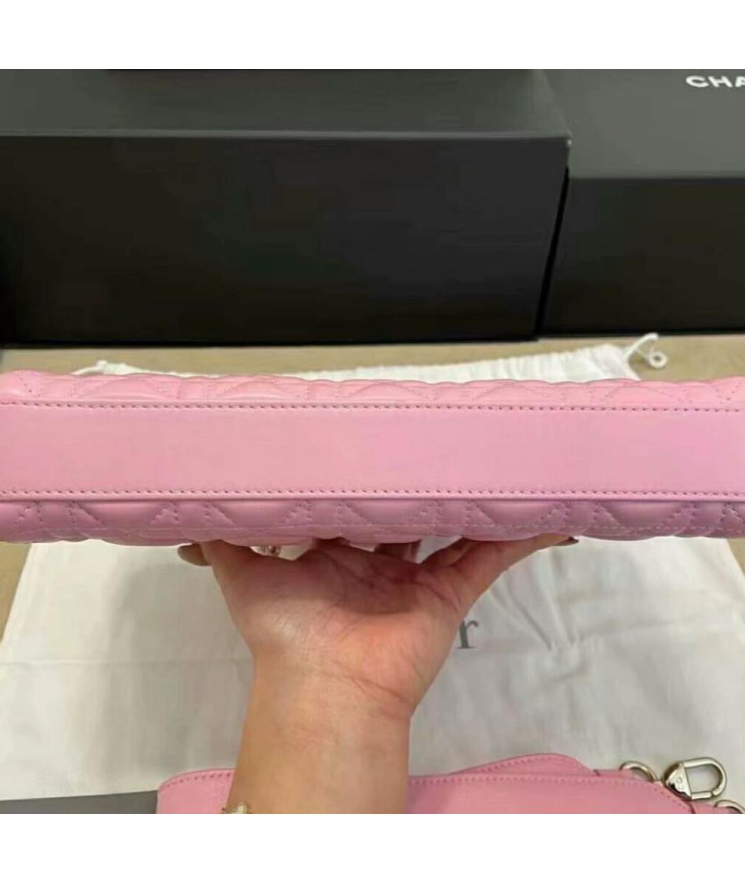 CHRISTIAN DIOR Розовая кожаная сумка с короткими ручками, фото 6