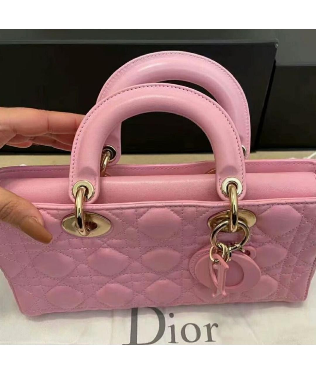 CHRISTIAN DIOR Розовая кожаная сумка с короткими ручками, фото 7