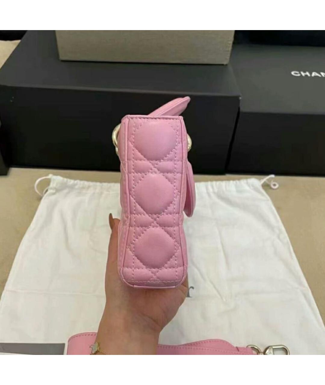 CHRISTIAN DIOR Розовая кожаная сумка с короткими ручками, фото 5