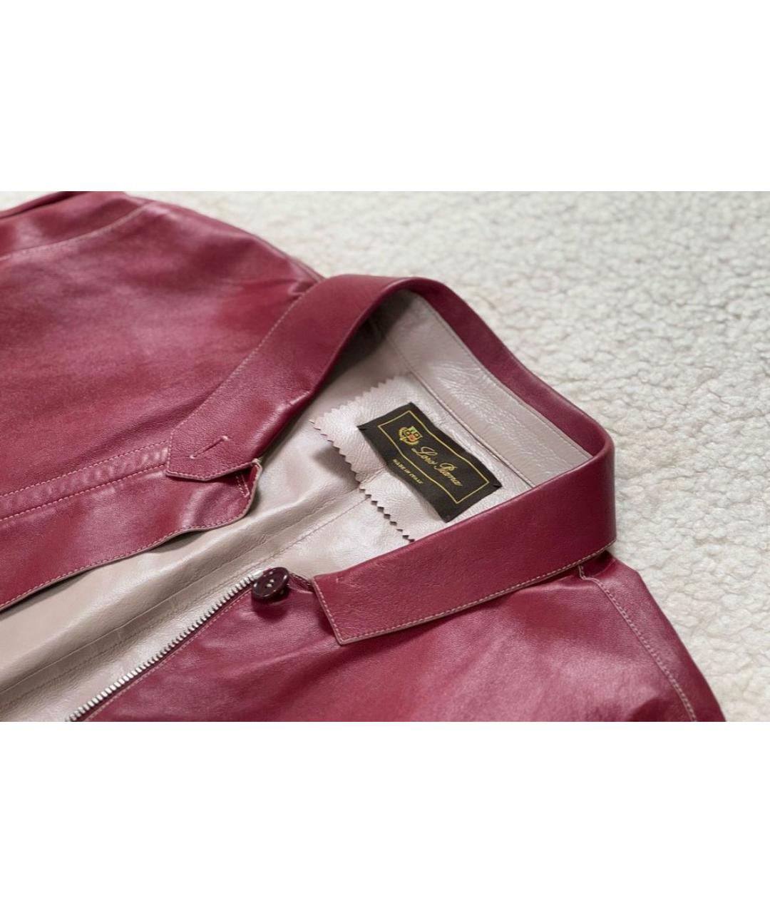 LORO PIANA Бордовая кожаная куртка, фото 6