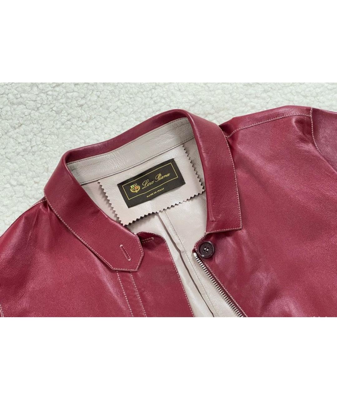 LORO PIANA Бордовая кожаная куртка, фото 7