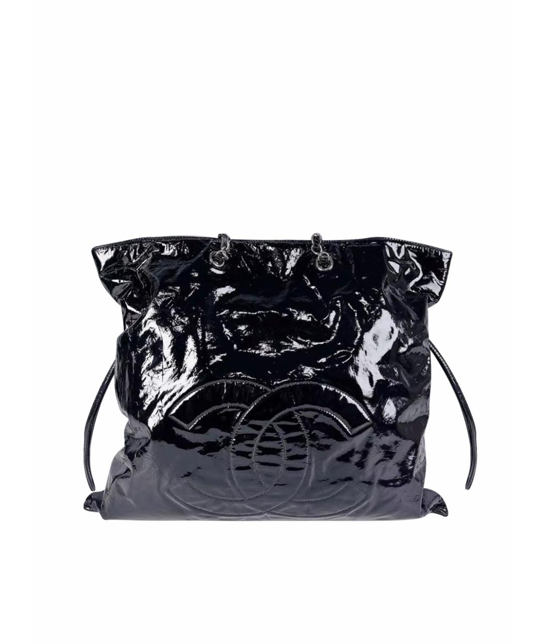 CHANEL Черная сумка тоут из лакированной кожи, фото 1