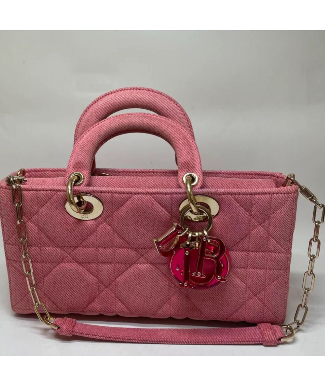 CHRISTIAN DIOR Розовая тканевая сумка с короткими ручками, фото 2