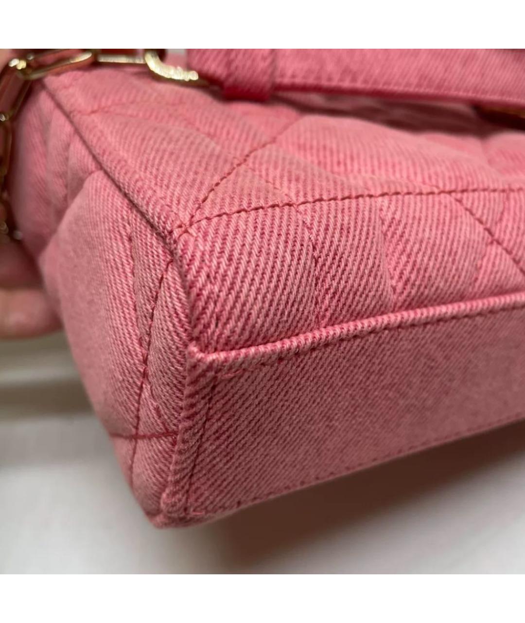 CHRISTIAN DIOR Розовая тканевая сумка с короткими ручками, фото 5