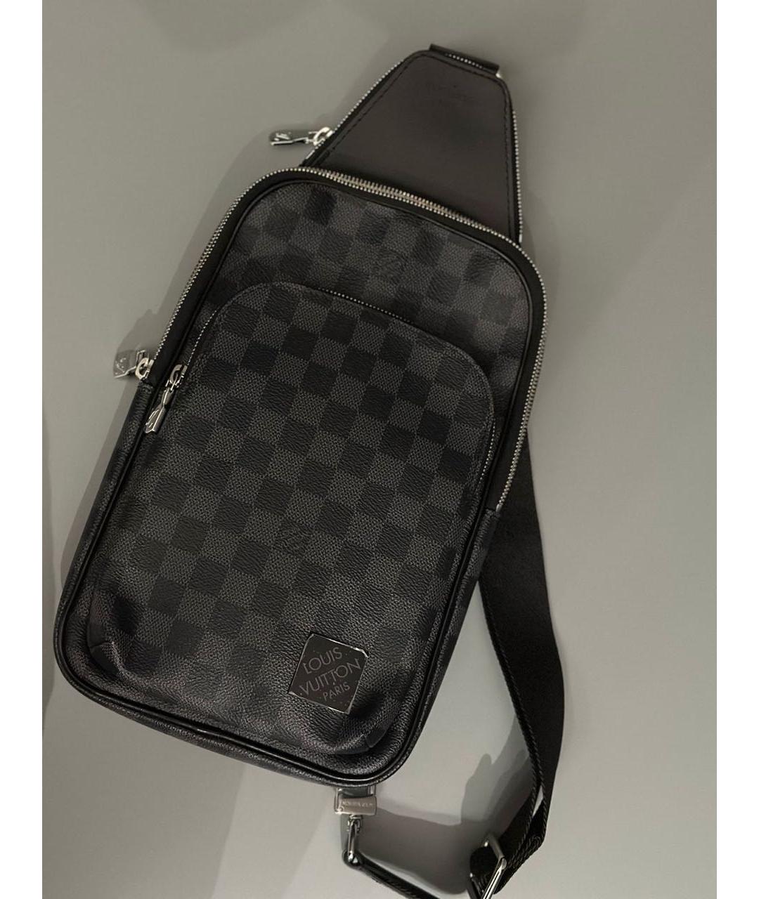 LOUIS VUITTON Черная кожаная сумка на плечо, фото 2