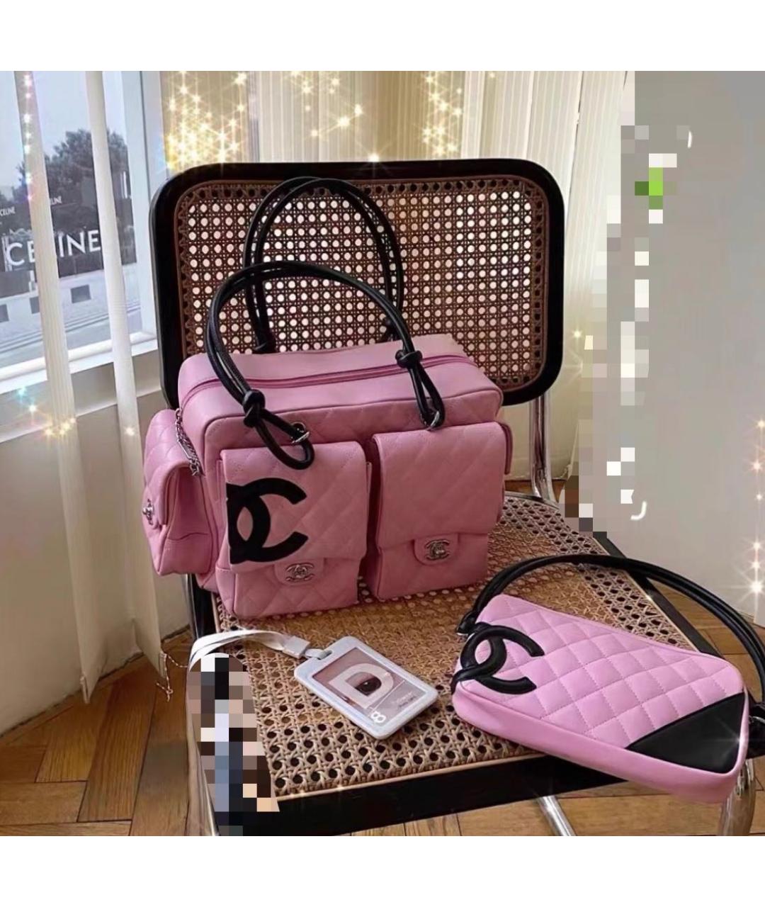 CHANEL Розовая кожаная сумка тоут, фото 5