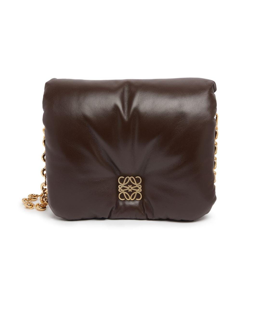 LOEWE Коричневая кожаная сумка через плечо, фото 1