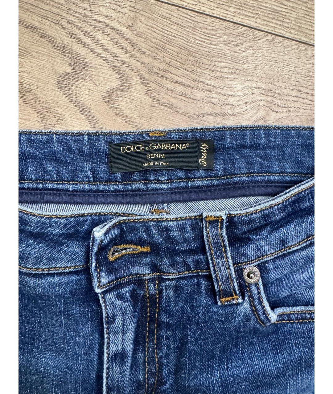 DOLCE&GABBANA Синие хлопковые джинсы слим, фото 3