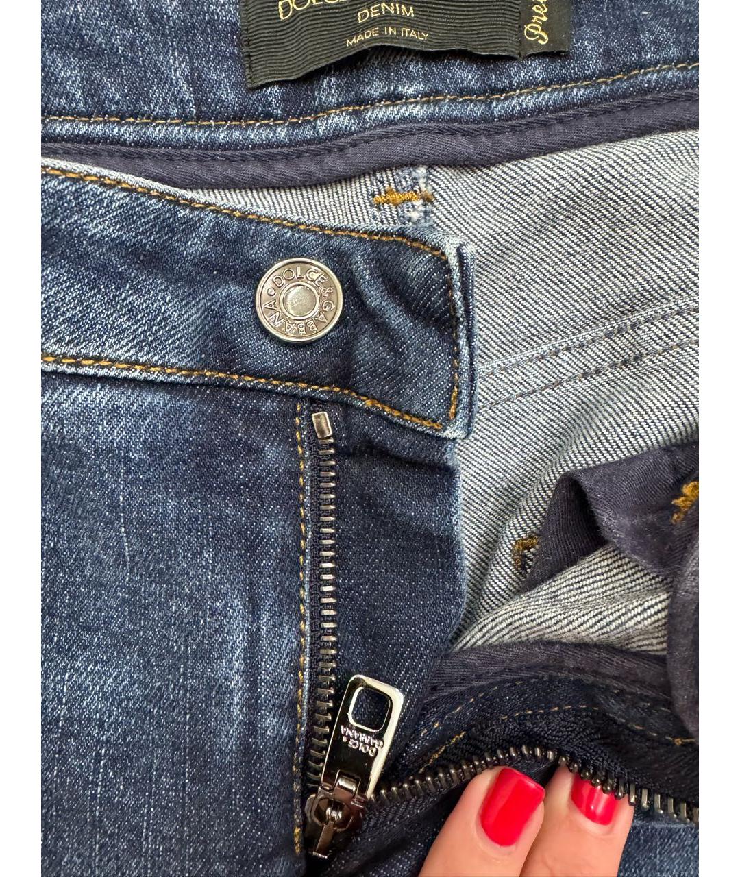 DOLCE&GABBANA Синие хлопковые джинсы слим, фото 8