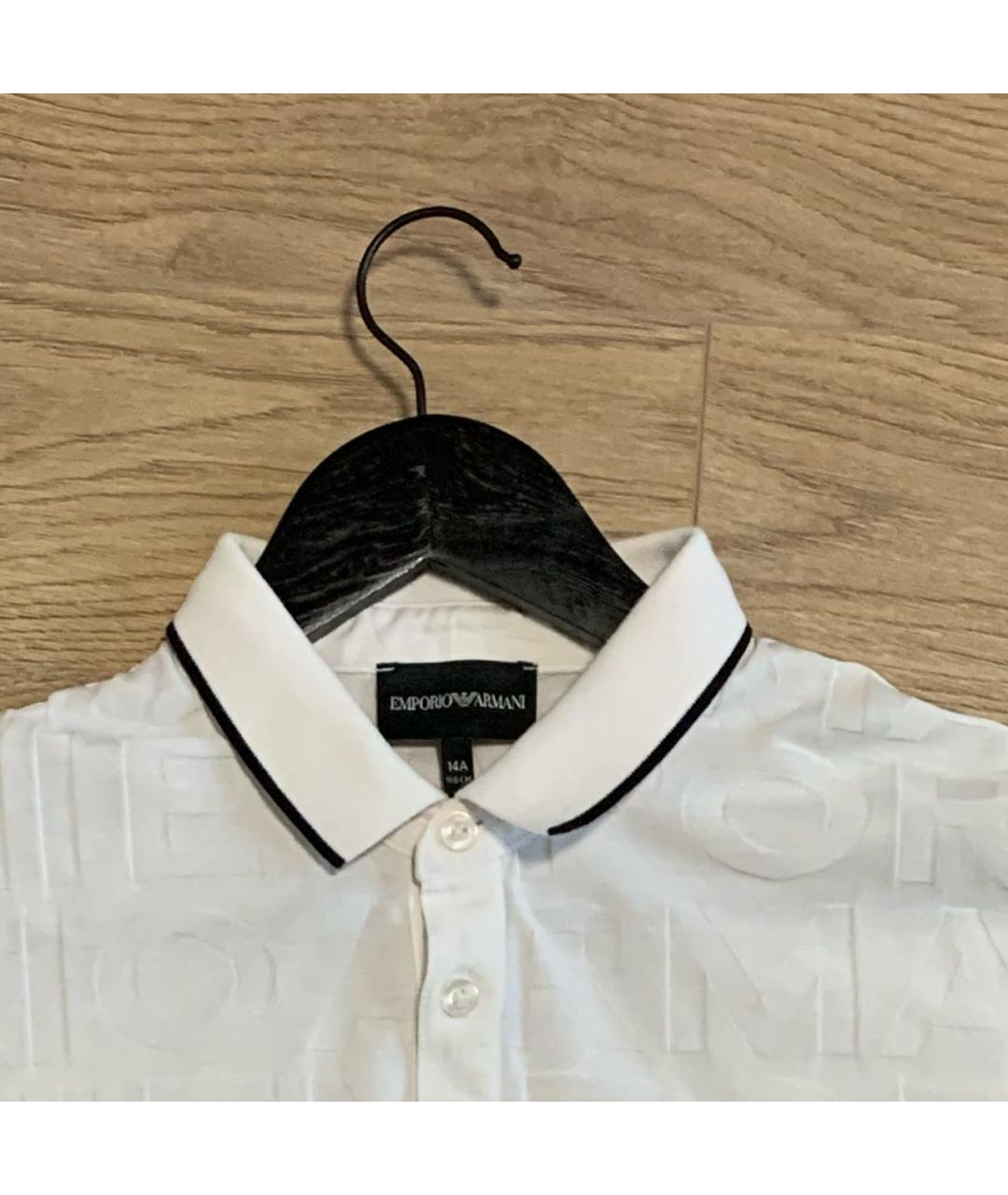 EMPORIO ARMANI Белая хлопковая детская футболка, фото 3