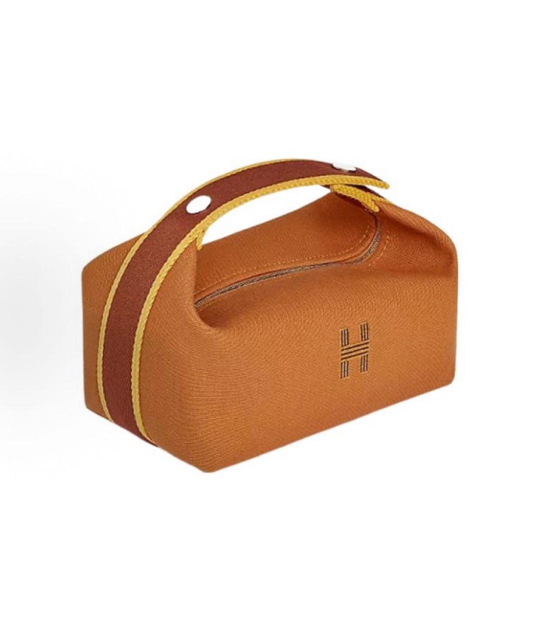 HERMES Коричневая косметичка, фото 3