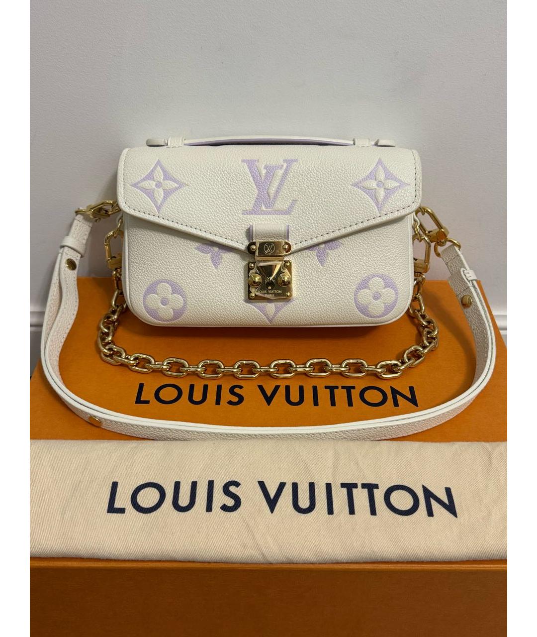 LOUIS VUITTON Бежевая кожаная сумка через плечо, фото 9