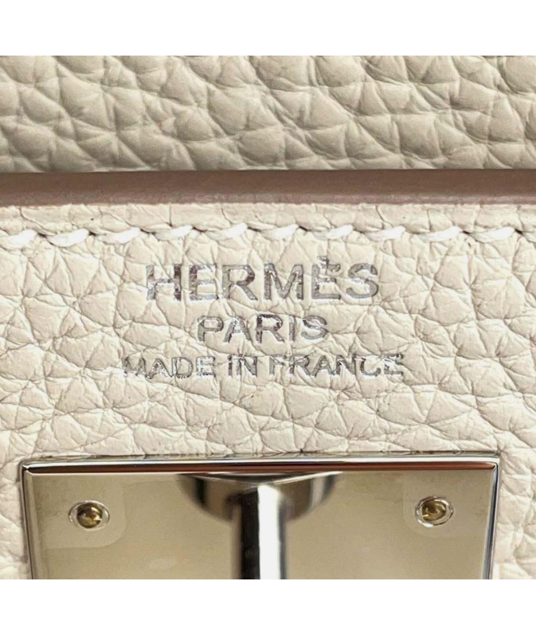 HERMES Бежевая кожаная сумка с короткими ручками, фото 6