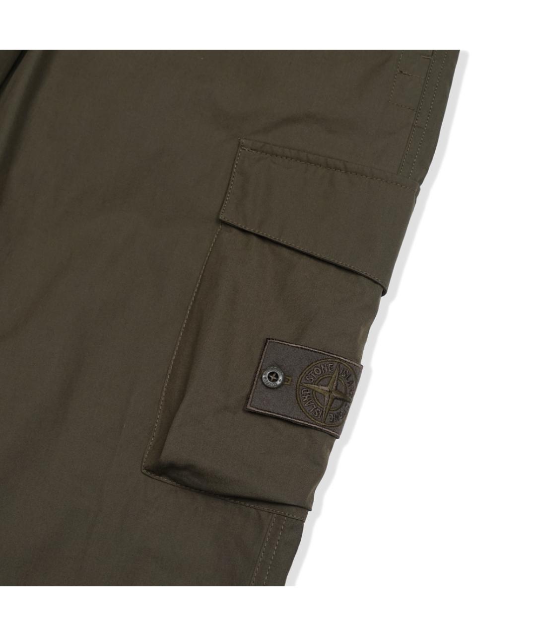 STONE ISLAND Хаки хлопковые повседневные брюки, фото 3