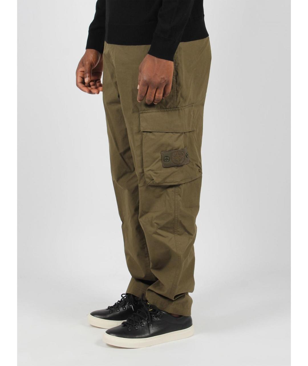 STONE ISLAND Хаки хлопковые повседневные брюки, фото 8